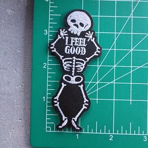 2/$10 Skeleton Patch with 'I Feel Good' Text